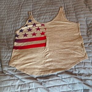 Under Armour Neutral Tank with Red & Blue Star Stripe Graphic